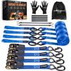 maXpeedingrods 4x 4,5 m Cinghie di Fissaggio a Cricchetto 997 kg Blu | con Ganci di Sicurezza a S, EN 12195-2