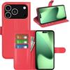 Fertuo Cover per iPhone 17 Pro, Custodia Portafoglio Cover a Libro in Pelle Flip Case con Silicone Bumper, Fibbia Magnetica, Porta Carte, Kickstand, per iPhone 17 Pro, Rosso