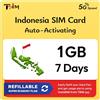 TSIM SIM Indonesia | Piano Super Economy Ricaricabile 1GB! Attivazione automatica, validità 7 giorni | Velocità 5G + Hotspot | Solo Dati Nessun Numero di Telefono