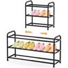 esonstyle Scarpiera Espandibile, 3 Ripiani, Regolabile 42-77 cm, Per 6-12 Paia di Scarpe, Salvaspazio e Stabile, Nera, per Ingresso Soggiorno Camera da Letto