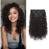 Flufymooz Extension per capelli con clip da 4 pezzi, 35,6 cm, 100% pura seta proteica, capelli corti e ricci, ondulati, extension con clip, capelli morbidi e naturali, da donna, colore marrone