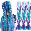 PORSMEER Ciano/viola/blu/bianco Extension parrucche accessori Treccie Africane Extension 24, 3 pezzi Ombre Kanekalon Jumbo Treccia Capelli treccia di scatola Per Crochet Twist Intrecciare I Capelli