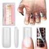 NOVO OVO Sharp Square Medium Nail Tips Press on, Naturale (Not Sculpted), No C Curve, Gel morbido doppio opaco trasparente estensione artificiale, copertura completa per salone fai da te, 15 misure