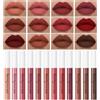QiBest - Set di 12 rossetti liquidi vellutati opachi per donne e adolescenti, regalo impermeabile, di lunga durata per 24 ore
