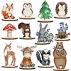 Yunyige Decorazioni Animali del Bosco,12 Pezzi Centrotavola Animali Legno con Base,Decorazioni Tema Foresta,Decorazionis Tavolo Compleanno in Legno