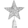GXFCING Puntale per Albero di Natale, Grande Punte Stella Argentata 3D Metallizzata Glitterata, Decorazione a Stella Albero di Natale, 25 x 20 cm (argento, L)
