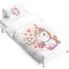 AVJWWD Set di Biancheria da Letto per Bambini, in Microfibra, con Motivo a Unicorno, con Stampa 3D, 3 Pezzi, con Chiusura a Strappo, Morbido per Ragazze (G, 120x150cm)