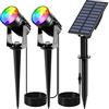 T-SUNUS Faretti Solari da Giardino, Lampada Solare Giardino IP65 impermeabili Faretti Solari da Giardino ON/OFF automatici RGB per Giardino Alberi Cespugli