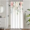 Uiiooazy Tenda Doccia Antimuffa, Uiiooazy Tenda da Doccia Piccola 90x180cm Foglie Verde Eucalipto Fiori Rosa Bianca Tende da Bagno Tessuto Lavabile Impermeabile Poliestere Tende per Vasca da Bagno con 6 Anelli