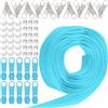 Swpeet Rotolo di Nastro per Cerniera in Nylon Blu Cielo 9,1 m Con 20 Cursori Abbinati - Kit Assortito Con Doppio Cursore Singolo per Cucire