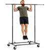 Tatkraft Derek Appendiabiti da terra, Grande portata, Fino a 100kg, Appendiabiti pieghevole su ruote, Assemblaggio facile e veloce, Porta abiti in acciaio cromato verniciato a polvere, Nero