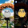 YZYOE Solare alimentato luci gufo occhi blu bianchi, giardino decorativo resina carino animale terra lampada, tramonto senza fili all'alba LED luci calde impermeabili.