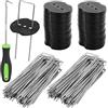 DUBUOZA 100 pcs Picchetti per Telo Pacciamatura con 100 Rondelle e Ganci Antiruggine Picchetti da Giardino 150x4mm Ø 2.5mm Per Prati,Giardini,Tubature (201, nero + argento)
