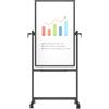 VIZ-PRO Lavagna Bianca Mobile con Piedistallo 120 x 60 cm, Doppia Faccia | Superficie Magnetica Cancellabile a Secco, con Ruote e Cornice in Alluminio Nero, per Ufficio, Casa e Scuola