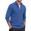 COOFANDY Maglione Uomo Invernale Zip Maglioni Pullover Uomo Invernali Collo Alto Maglia Manica Lunga Caldo Dolcevita Slim Fit Blu XL