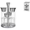 H&h Oliera 4 Pezzi, In Vetro Borosilicato, Tappi In Acciaio