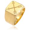 Kuzzoi Anello da uomo in argento Sterling 925 placcato oro massiccio, larghezza 15 mm, anello da motociclista con frecce, anello da uomo, colore: gold, cod. 0603690520_60