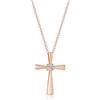GAVU Collana Donna Argento Placcato Oro Rosa con Ciondolo Crocifisso, Collana Punto Luce Donna, Ciondolo Croce Oro Rosa con Diamante di Zirconia Cubica