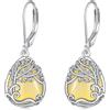 YAFEINI Orecchini da donna con pietra di luna, in argento Sterling 925, filigrana, pietra di luna, orecchini a goccia, Argento sterling, Agata gialla