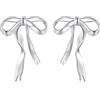 Qings Orecchini a Fiocco per Donna Argento Sterling 925 Minimalista Fiocchi Nodo Orecchini a Bottone Bow Accessori Natalizi Gioielli Regali per Lei e Ragazze