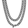 Bandmax Collana Cubana Catenina Uomo Donna Acciaio, 9 mm Grossa Collana a Catena Rapper Hip Hop Punk, Nero Collana Ragazzo Gioielli di Moda, Lunga da 50 cm, Idee Regalo Natale Compleanno Laurea