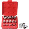 LEKEFETO Set di chiavi a bussola Torx per esterni, 14 pezzi, 1/2, 1/4, 3/8, Torx E dadi E4-E24 in CR-V, set di estrattori per viti, set di rimozione dei dadi, profilo a spirale