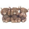L & P Home & Gifts Lesser & Pavey Highland Cow Trio di Happy Highland Cow | Set di 3 statuette giocose a forma di mucca delle Highland | Decorazione stravagante in resina con mucca scozzese | Divertente decorazione per