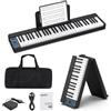 LEKATO Tastiera elettronica pieghevole con 61 tasti, tastiera pieghevole a 61 tasti con sensibilità al tocco, ricaricabile, Bluetooth MIDI, custodia, per principianti/appassionati di musica/bambini