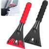 Ninonly 2 Pezzi Raschietto Ghiaccio Auto 2 in 1 Spatola per Ghiaccio Auto Professionale Ergonomico Raschietto Parabrezza Auto Efficiente e Sicuro in ABS Ideale per l'Inverno Nero+Rosso