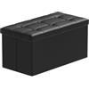 BRIAN & DANY Pouf Pieghevole Stoccaggio Ottomano Poggiapiedi Panca Sedile Sgabello Tavolino Cassapanca, Ecopelle Nero, 76 x 38 x 38cm