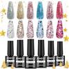 AIMEILI Smalto Semipermanente Riflettente 6 Colori Glitter Smalto Semipermanente Unghie Soak Off Smalti Gel Colorati Nail Art 5ml Kit 6-109