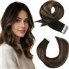 Moresoo Extension Capelli Veri Biadesivo Balayage #2/6/2 35cm 50g 20pz | Effetto Invisibile, Morbidi Al Tatto, Sfumatura Naturale, Aspetto Naturale, Look Elegante