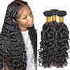 Heiowuio 30 30 30 Inch Brazilian Remy Human Hair Bundles Extension 1B Natural Black Color Water Wave Unprocessed Capelli umani Tissage Brazilianne Real Human Hair 3 Bundles Total 300G