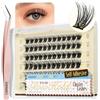 LASHVIEW Ciglia autoadesive pre-incollate, senza colla, 72 pezzi, curvatura a D, riutilizzabili, kit di ciglia finte a ciuffetto con pinzette, per principianti (ZN10X)