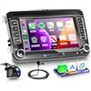 Rimoody 2G+64G Android Autoradio per VW Golf 5 6 Passat Polo Tiguan Touran Caddy Skoda Seat 7 Pollici Wireless Carplay Autoradio 2 Din con Android Auto GPS Navi WiFi Bluetooth FM/RDS Telecamera Posteriore