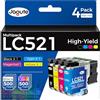 Jagute 4 Pack LC521 Cartucce d'inchiostro Compatibili con Brother LC521 LC521VAL