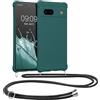 kwmobile Custodia Compatibile con Google Pixel 7a Cover - Back Case in Silicone TPU - Protezione Smartphone con Cordino - petrolio