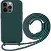 Beajew Custodia per iPhone 15 Pro Max Cover con Regolabile Rimovibile Corda da Catena Collana Necklace Antiurto Cordino Collari per iPhone 15 Pro Max, Verde Scuro