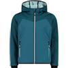CMP - Giacca da bambina con cappuccio fisso in softshell accoppiato, Teal, 104