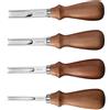 TopHomer Scarnitore Cuoio, Set di 4 Pezzi con Manici in Legno, Lame da 4mm,6mm,8mm,10 mm, Smussatore per Pelletteria, per Smussare e Tagliare, per Lavorazione Cuoio al Metro