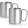 Robin Goods® 2 tazze termiche in acciaio inox con impugnatura a moschettone - 350 ml per tazza da caffè - tazza termica per bere - caffettiera infrang (02 pezzi - impugnatura a moschettone)