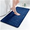 chakme Tappetino da bagno in memory foam Chakme - Tappeto da bagno assorbente - Tappeto da doccia decorativo - Tappeto antiscivolo - Blu scuro - 60 x 120 cm