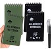 Mfqire Taccuino Tascabile Impermeabile A7 con Penna, Mini Blocco Note a Spirale con Righello, Block Notes Piccoli per Registrazione Attività All'aperto, Quaderni e Diario di Viaggio, Scuola e Ufficio (4+1)