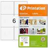 Printation Etichette autoadesive stampabili, 99,1 x 93 mm, colore bianco, 150 etichette per indirizzi autoadesive, 99,1 x 93 su 25 fogli DIN A4, 2 x 3 - 6 etichette per foglio, etichette adesive con