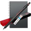 rOtring 500 portamine da 0,7 mm, fusto nero, include quaderno a spirale A5 + 12 mine HB | Set regalo di matite da disegno leggere | Strumento per artisti e designer