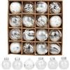 MISTRO 16 palline per albero di Natale in plastica, piccole palline con cordino per decorazioni natalizie (Bianco)