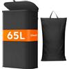 Lifewit Cesto Portabiancheria, Cesta Panni Sporchi con coperchio, Laundry Basket con Plastica Manici, Porta Biancheria Sporca per Bagno, Lavanderia, Camera da Letto, 65 L, Nero