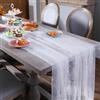 Culinavog 80 x 300 cm Tovaglia A Rete Bianca, Runner da Tavola in Tulle con Perline, Bianco Perlato, Perle Morbido, Garza da Tavolo, per Matrimonio Compleanno Festa Arco Decorazioni Evento