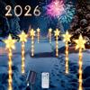 Qoosea Caramella Luci di Natale Solari, 8 Pezzi LED Stella Luci Solari da Giardino Esterno, Modalità USB e Telecomando, Impermeabile Addobbi Natalizi Decorazioni de Giardino Patio Cortile