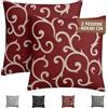Generico SONIT - Federe Divano 40x40 cm Ghirigori Rosso, Set 2 Pezzi con Cerniera a Scomparsa, Fodere Decorative Arredo Casa Made in Italy, Copri Cuscino per Divano e Letto Lavabili.